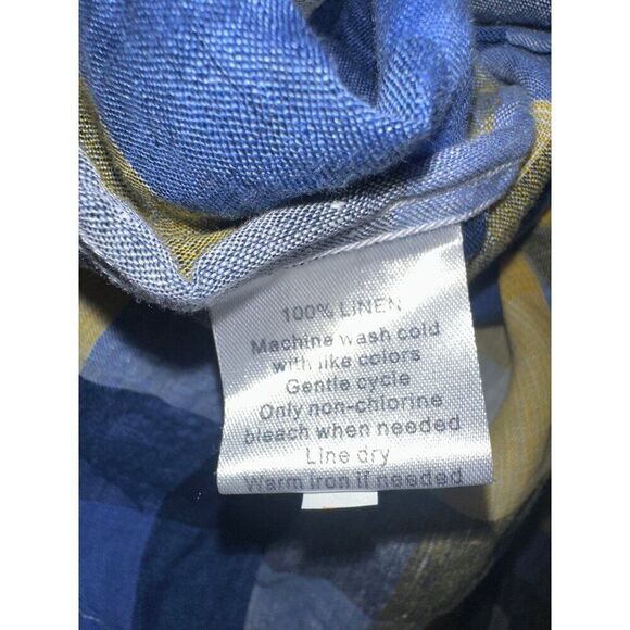 INSERCH Mens Long Sleeve New Multi Color Plaid Shirt 100% LinenSize Large - Picture 11 of 13